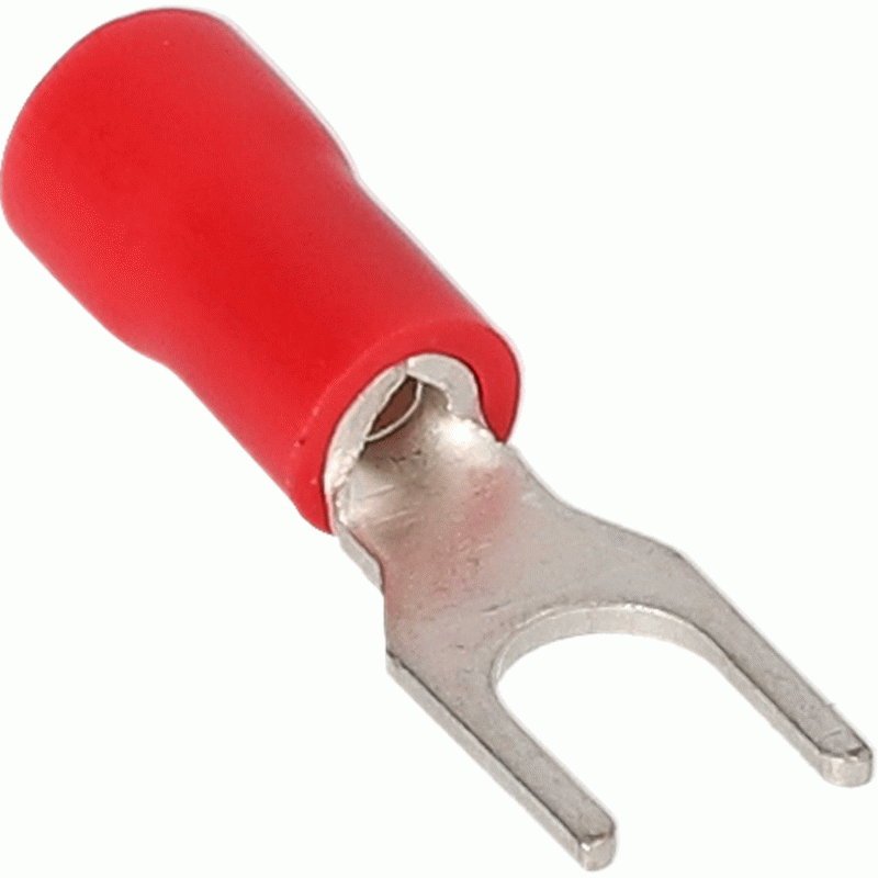 RVST10 | Red Vinyl Spade Terminal 22-18 Gauge #10 - Package of 100